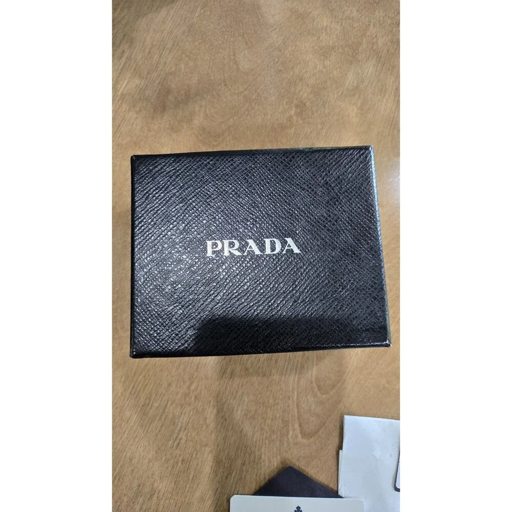 Prada Vintage Black Gaufre Nylon Kiss-Lock Coin Pouch Full Set - Box &...